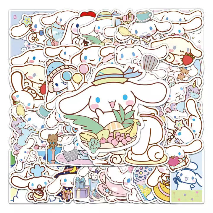 Pegatinas Sanrio Cinnamoroll Lindo Dibujos Animados Para Laptop Maleta Teléfono Cuaderno Decoración De Pared Juguete Para Niños - 1