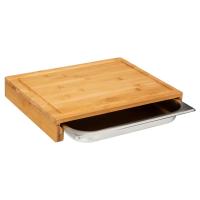 XOCOTŌ® Tabla de corte con bandeja de acero inoxidable | 35x28x5,5cm  | Tabla para cortar y trocear de cocina,  hecha Bambú Natural con bandeja de Acero Inox para recoger el alimentado cortado - XOCOTO HOME - details 2