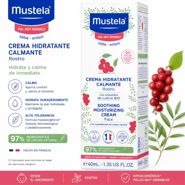 Crema Mustela Hidratante Calmante Facial 40 ml – Piel Muy Sensible del Bebé - 1