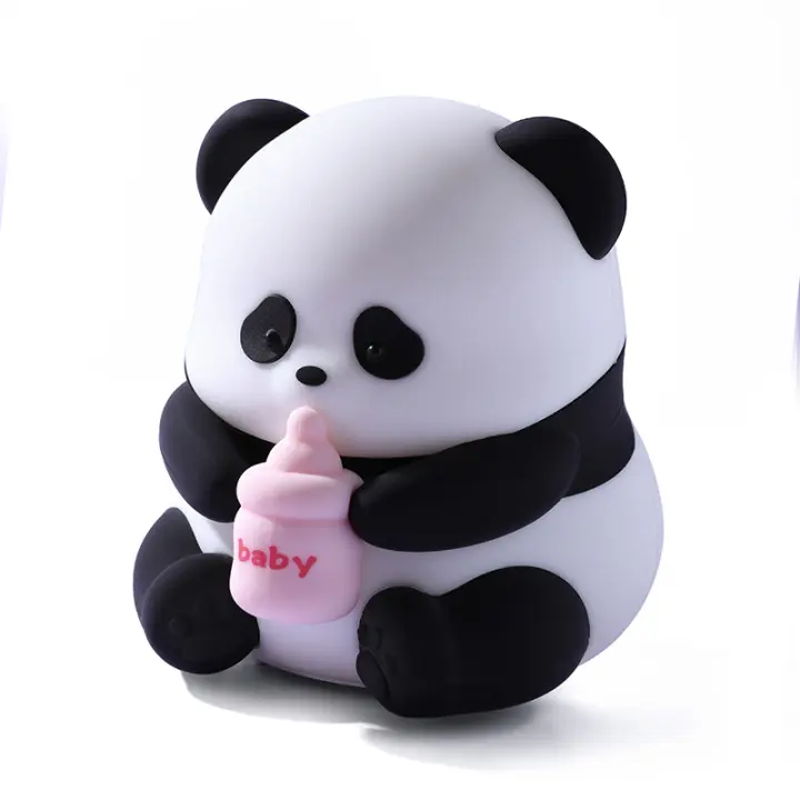 Luz de La Noche de la panda, animal lindo LED luz de la noche del sitio del bebé, lámpara de noche infantil de la muchacha, luz de la noche de los niños del silicón del dormitorio - 1