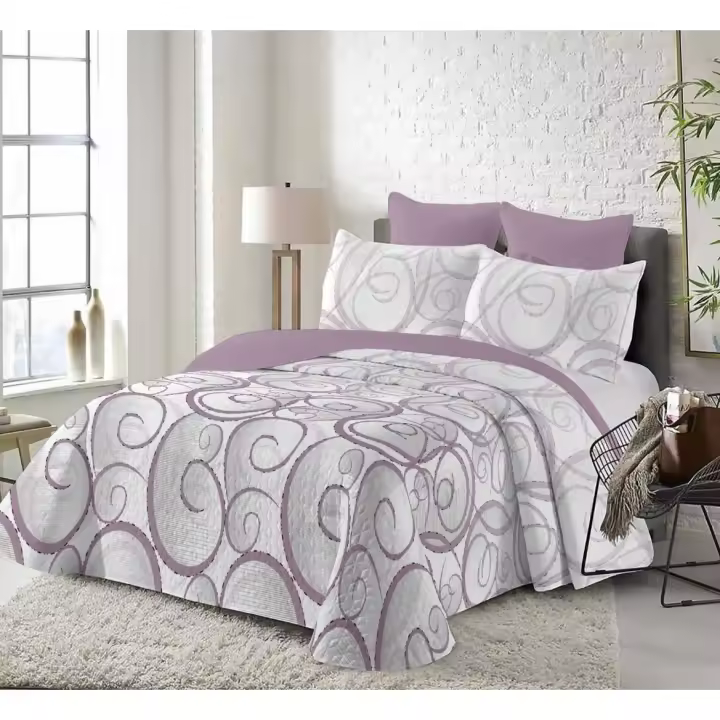 MULTIHOGAR-Colcha multiuso REVERSIBLE ESTAMPADA para Cama 90/105/135/150Cubrecama Fina, para Primavera, Verano y Entretiempo, Incluye Funda de Cojín - 1