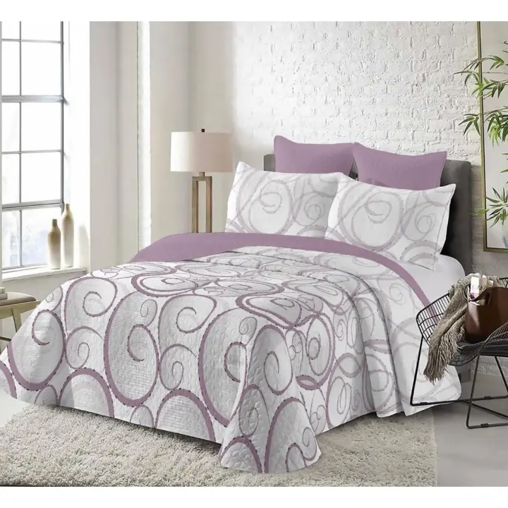 MULTIHOGAR-Colcha multiuso REVERSIBLE ESTAMPADA para Cama 90/105/135/150Cubrecama Fina, para Primavera, Verano y Entretiempo, Incluye Funda de Cojín - 1