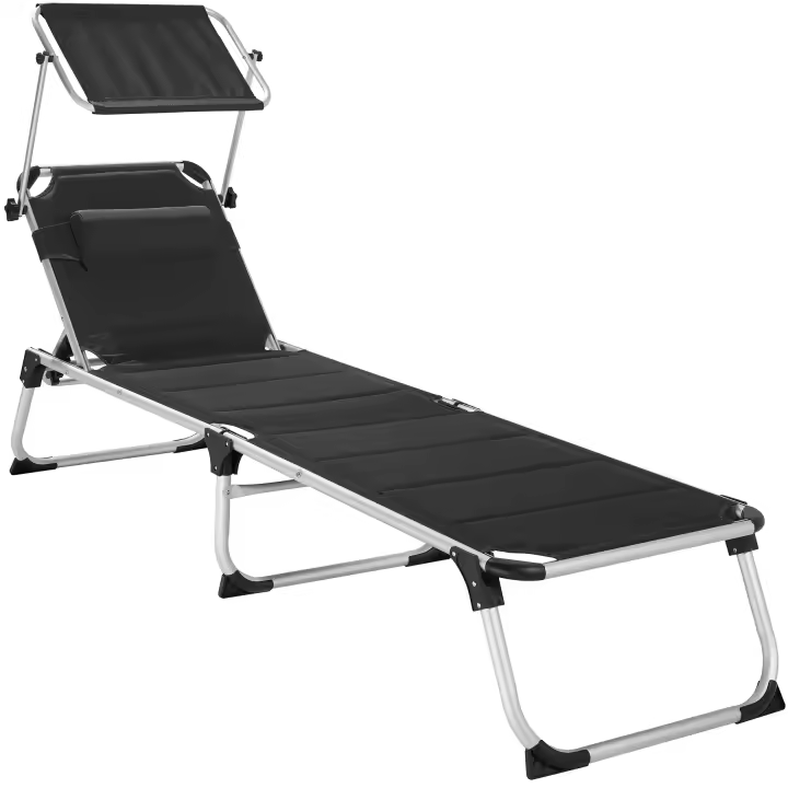 Tectake - Tumbona de aluminio LORELLA, 6 posiciones  Tumbona acolchada con funda de fibra sintética, resistente y fácil de limpiar  Respaldo ajustable en 6 posiciones  Cojín para la cabeza mullido y extraíble - 1
