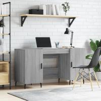 vidaXL Escritorio madera de ingeniería 140x50x75 cm en color Blanco/Gris sonoma/Gris hormigón y más | estructura resistente ideal para salón dormitorio o estudio - details 1