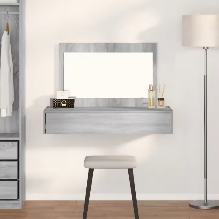 Mesita de tocador colgante de vidaXL Gris Sonoma 100x40x70 cm - 1