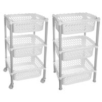 Estantería Multiusos con 3 Estantes color Blanco. Con o sin Ruedas. Tamaño: 39x20x65cm. Carrito de Plástico Rectangular para Verduras, Fruta, Conservas, Documentos, Accesorios. Verdulero de Cocina, con 3 Cestas. Fácil de Montar. - details 0