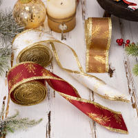 Cinta De Encaje Dorado Para Decoración De Hogar Cinta Vintage Delineada Con Dorado Para Manualidades DIY Decoraciones De Navidad Bodas Suministros De Cintas De Poliéster 2 Pulgadas - details 9