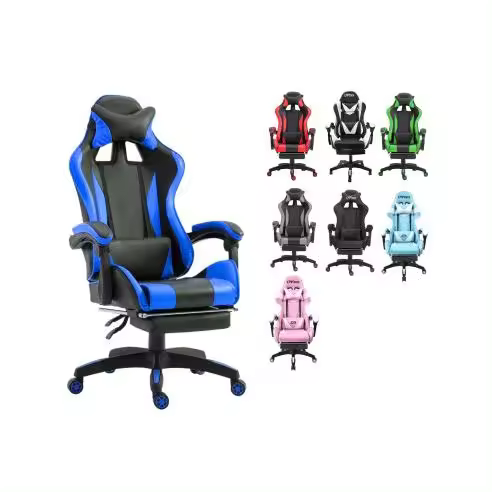 Mediawavestore - Silla de Oficina para Juegos AZRACE Ecopiel con Reposapiés y Reclinable 150° - 1