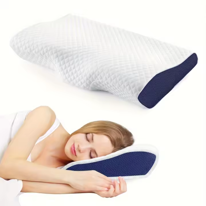 Almohada De Memoria Para El Cuello 1pc Soporte De Cuello Para Dormir Adecuada Para Lados Espalda Y Estómago Mejora El Sueño - 1