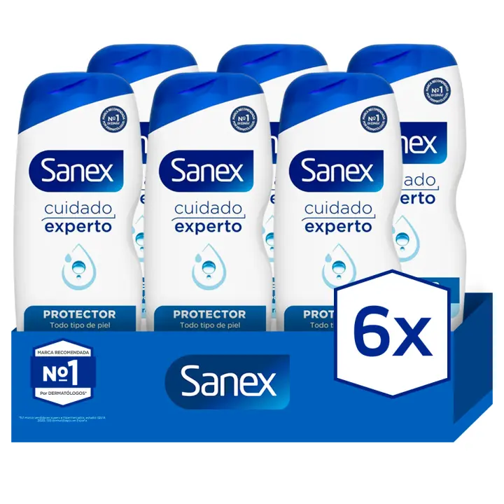 Gel de ducha o baño Sanex BiomeProtect Dermo piel normal, prebiótico, combate las bacterias 600 ml Pack de 6 - 1
