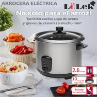 Arrocera Eléctrica Lolek 2.8L Acero Inoxidable con Contenedor de Aluminio y Tapa de Cristal 1000W - details 2