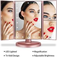 Espejo de Maquillaje con LED, Iluminado Espejo de Mesa Luz con Ampliación 1X / 2X / 3X Plegable Espejo de la Vanidad Rotación 180° Pantalla Táctil Espejo Cosmético para Hombre y Mujer - details 0