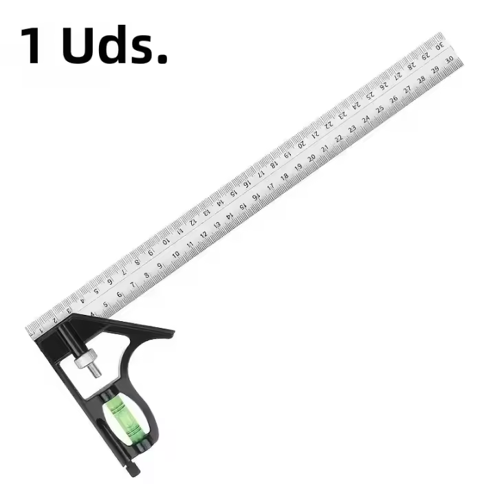Regla De Ángulo Combinado De Acero Inoxidable 300mm Para Carpintería Y Tableros Muebles Nivel De 45 Grados Herramienta De Bricolaje - 1