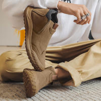 Botas Cortas Antideslizantes Y Resistentes Al Desgaste Para Hombre Estilo Británico Altas Para Otoño Zapatos De Trabajo Para Sitio De Construcción Casual - details 2