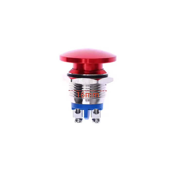 Interruptor De Botón De Pulsación Metálico Temporal Impermeable IP65 SPST (ON)-Off 1NO 3A 250V Con Terminal De Tornillo 16/19/22MM - 1