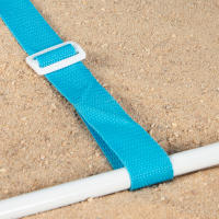 Aktive - Esterilla playa acolchada con respaldo, 155x52x40 cm, multicolor a rayas, soporta un peso máximo de 110 kg, estructura acero, tejido Oxford 600D, asa hombro de transporte, esterilla de playa plegable, esterillas con respaldo - details 5
