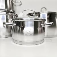 Juego de ollas Royal Swiss 4 ollas  de acero inoxidable  + Tapas de vidrio. 8 Piezas.  Apto para todo tipo de cocina  y para inducción. Tapa de cristal con salida de vapor. - details 1