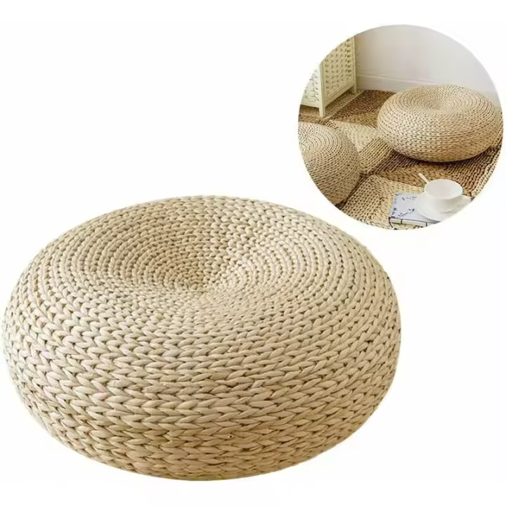 SOMY Cojín redondo para silla, tejido de paja, transpirable - 1