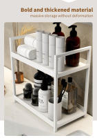 Estante De Contado Multifuncional De 2 Niveles En Negro Y Blanco Para Almacenamiento De Cosméticos En Baño Y Especias En Cocina Capacidad Grande - details 3