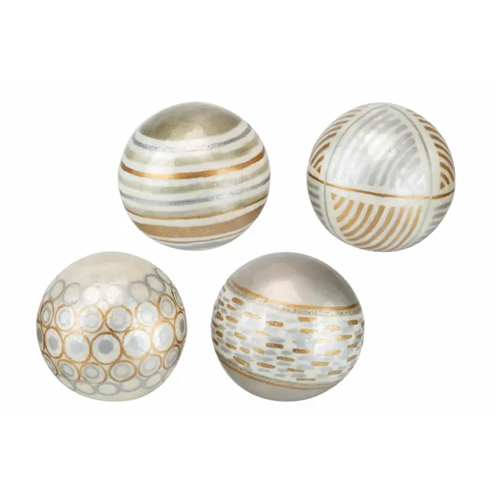 Adda Home - Figura Set 4 Bolas Capiz Colores Surtidos 10x10x10 Cm - Diseño Moderno y Elegante - 1