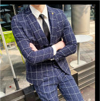 Traje De 3 Piezas Estampado De Rayas Y Cuadros De Alta Calidad - Traje Elegante Para Bodas Y Negocios Estilo Británico Con Chaleco Y Pantalones - details 4