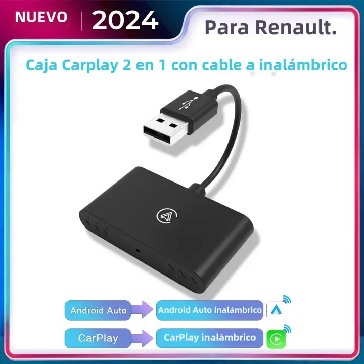 Adaptador Inalámbrico 2en1 CarPlay Android Auto Mini AI Box Para Renault Con Conexión Rápida BT WiFi Plug&Play - 1