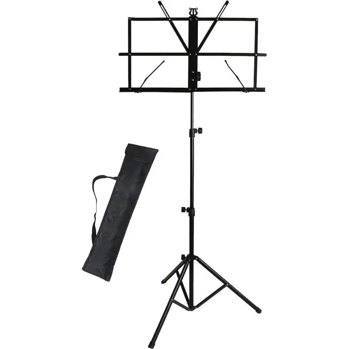 Atril Plegable Ligero con Funda de Transporte - Ideal para Conservatorio, Estudio, Conciertos y Directos - Soporte Portátil para Partituras y Notas Musicales - ROCKSTAR MUSIC - 1