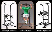 ManiBoom Maquina Dominadas Multifuncional Altura REGULABLE 2,35m SOPORTA 220kg - Estacion de Entrenamiento y Musculacion con Barra de Fondos para Gym y Calistenia en Casa, Pull up Station Power Rack - details 4
