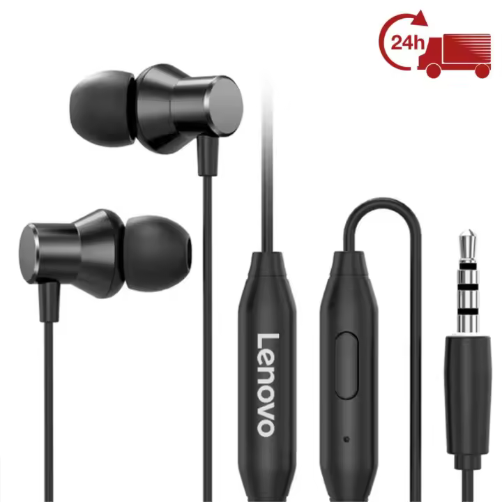 Lenovo HF130 Auriculares Intrauditivos con Cable Jack 3,5 mm – Sonido Estéreo, Micrófono Integrado, Compatibles con Móvil, Tablet y PC – Color Negro - 1
