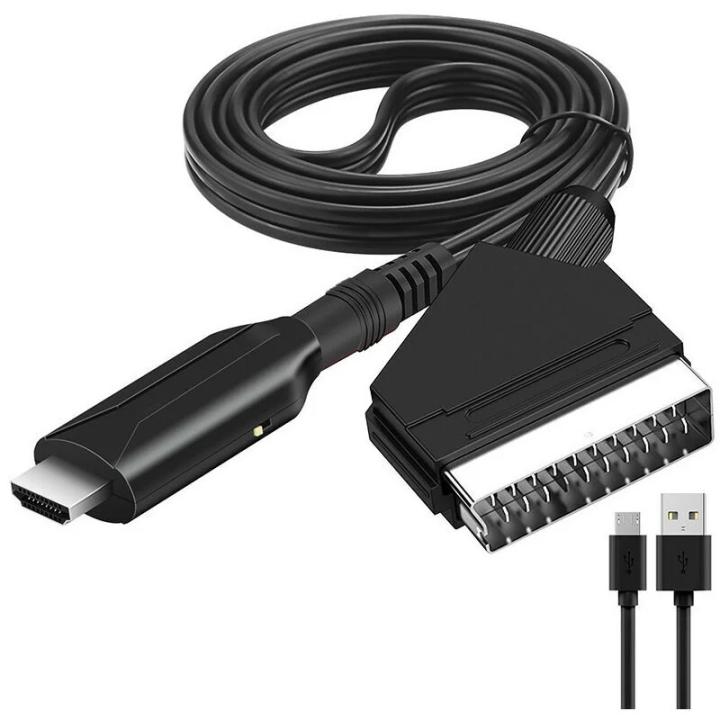 Adaptador de Scart a HDMI - Convertidor de Scart a HDMI con cable HDMI - Convertidor de Scart a HDMI - Para TV Full HD 720P/1080P - Audio Video para Sky Blu-Ray Reproductor de DVD STB VHS Xbox PS3 NPTER
