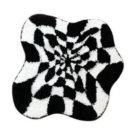 Alfombra De Diseño Moderno Abstracto 3D Ilusión Cuadrícula Nublada Tejida a Mano En Blanco Y Negro Arte Fluído Para Porche - details 8