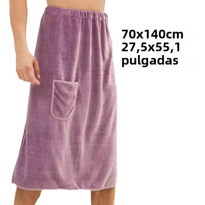 Toalla De Baño Para Hombre Con Seguridad Y Bolsillo Microfibra Secado Rápido Absorción De Agua Banda De Baño Grande Con Hebilla - 1