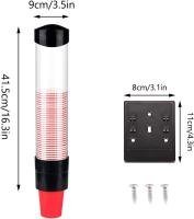 Dispensador de vasos de agua montado en la pared Dispensador de vasos con botón táctil Soporte de plástico antipolvo para vasos de plástico de papel Biodegradable (negro) - details 1