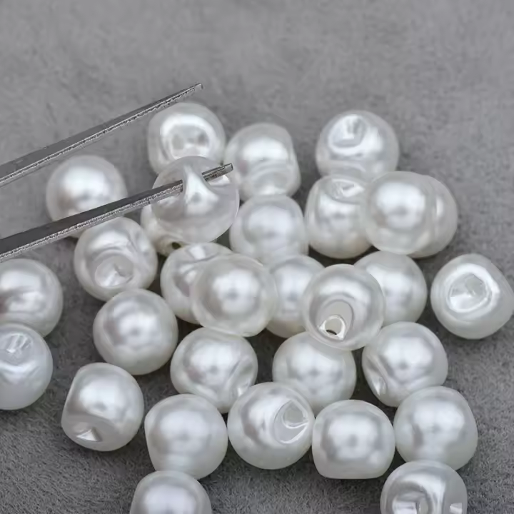 Botones De Perla Blanca JUNAO 8mm 10mm 12mm Decorativos De Plástico Con Rhinestones Para Costura Y Decoración De Vestidos - 1