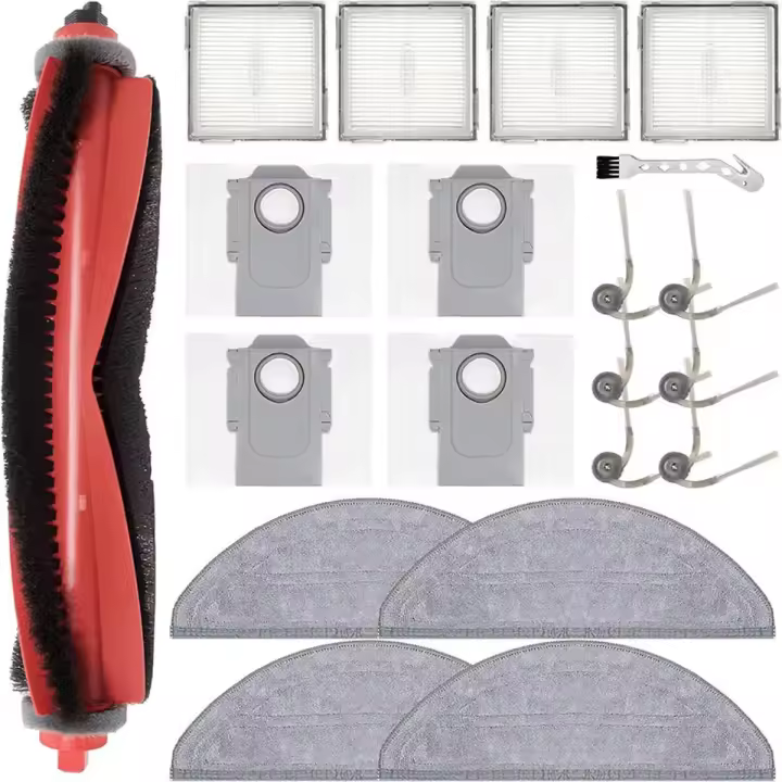 Juego de accesorios de 20 piezas - Compatible con Roborock Q10 S5, S5+ y X5 - Kit de mantenimiento completo - Incluye cepillo principal, filtros HEPA, almohadillas de fregado y bolsas para el polvo - Repuestos para aspiradoras robot - 1