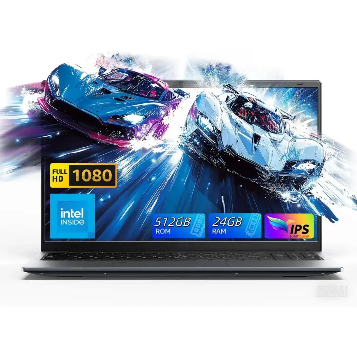 VANWIN Portátil 15,6 ", 24 GB RAM + 512 GB SSD, Procesador Intel®Celeron®N5095, Windows 11 Pro PC 4000 mAh WiFi 5 BT4.2 USB 3,0*2 HDMI desbloqueo por Huella táctil con bloqueo de Cámara - 1