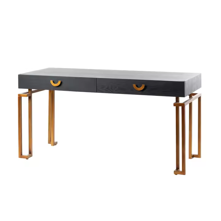 Adda Home Escritorio Madera-Metal Negro-Dorado 150x60x77cm - Funcionalidad y Estilo - 1