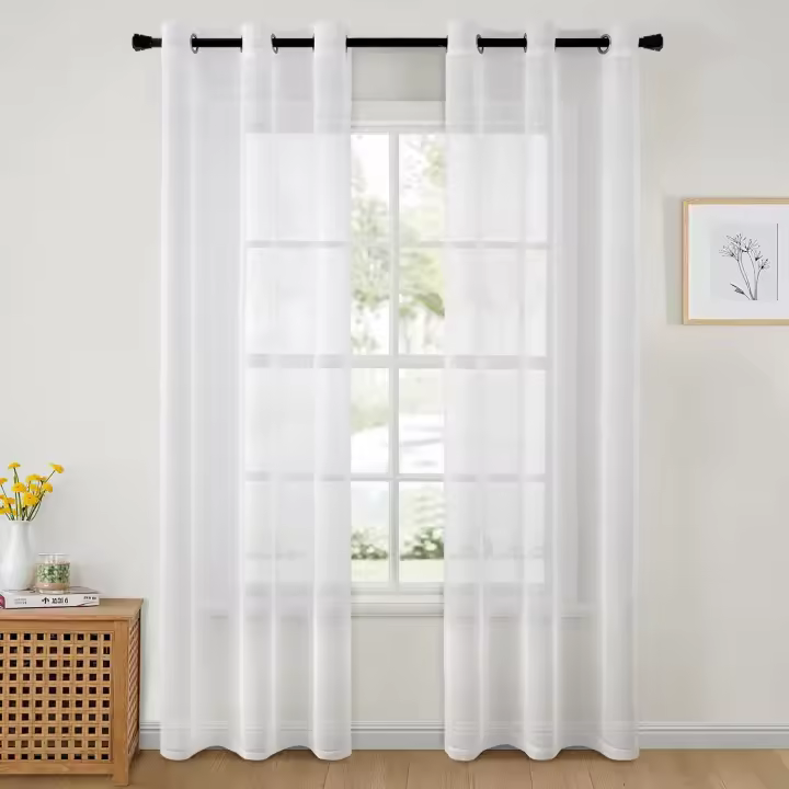 Tende Trasparenti in Voile Con Occhielli Morbidi Finestre per Camera da Letto e per Salotto Eleganti Soggiorno 2 Pannelli 102x245cm Bianco - 1
