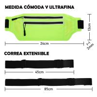 Bolsa Cintura Deportiva, Riñonera Ajustable con Cremallera, Hombre Mujer Mochila Cinturón Color Puro, Bolsa Riñonera Deporte Elástico Running Belt, Soporte para Teléfono 24*13cm - details 6