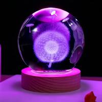 Bola De Cristal Grabada Con Dandelion Por Láser 3D Luz De Noche Decoración Regalo De Aniversario Para Clase Obsequio De Fiesta Navideña - details 2
