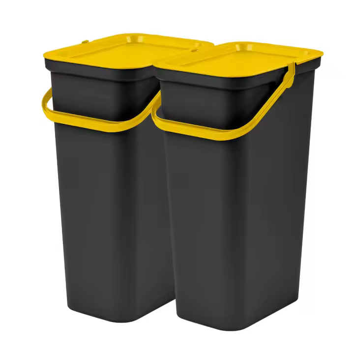 Tontarelli Set de 2 Papeleras MODA 40L con Asa Verde y Negro - 1