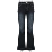 Kalevest Jeans Y2K Alta Calle Baja Cintura Azul Para Mujer Pantalones Bootcut Con Bolsillos Streetwear Cintura Baja Pantalones Pierna Ancha - details 4