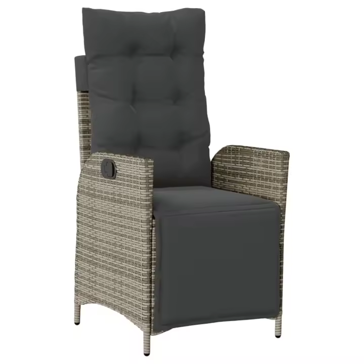 Sillón reclinable de Jardín con reposapiés sintético Gris - 1