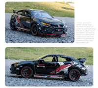 Modelo De Coche CIVIC TYPE-R a Escala 1:32 Con Puertas Abiertas Luz Y Sonido Función Retroceso Metal Y Plástico Regalo Para Niños - details 8