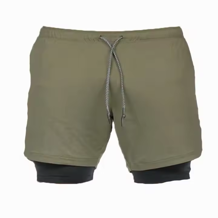 Pantalones cortos hombre con forro interior y bolsillo para móvil y toalla pantalón de chándal microfibras para deporte gimnasio entrenamiento fitness crossfit tejido suave y ligero - 1