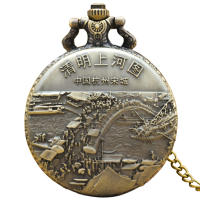 Reloj De Bolsillo De Cuarzo Para Hombres Y Mujeres Estilo Casual Con Colgante De Pintura Chino Famous Qingming River Map Universal Time - details 5