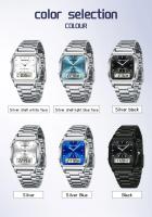 Reloj De Pulsera Cuarzo Digital Para Hombre SANDA 747 Resistente Al Agua Acero Inoxidable Estuche Cuadrado Luminoso Y Resistente Al Shock - details 7