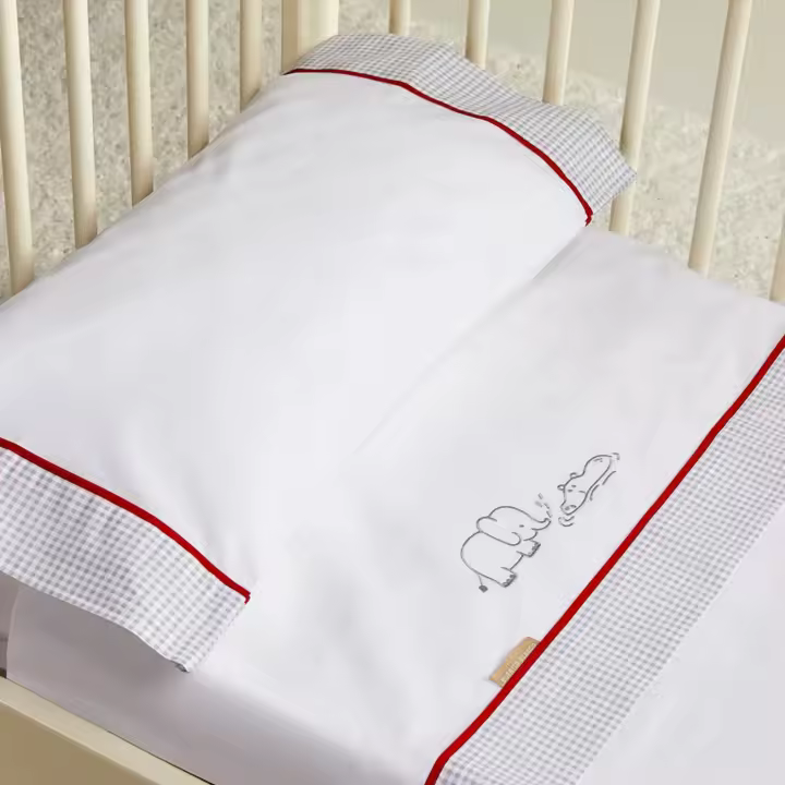 Juego de Sábanas Cuna Franela 100% Algodón - Suave y Cálido Set 3 Piezas con Diseño Elefante - Para Mini Cuna, Cuna y Maxi Cuna | Burrito Blanco - 1