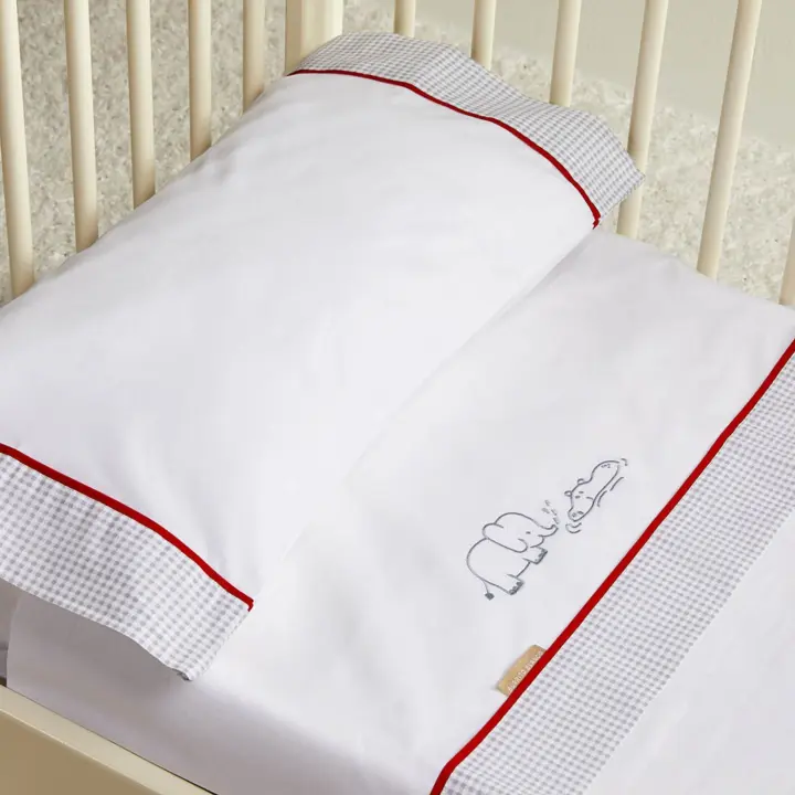 Juego de Sábanas Cuna Franela 100% Algodón - Suave y Cálido Set 3 Piezas con Diseño Elefante - Para Mini Cuna, Cuna y Maxi Cuna | Burrito Blanco - 1