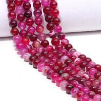 Piedras De Agato Rosa Natural Con Rayas Rojas Perlas Redondas Para Fabricación De Joyas Pulseras Collares Accesorios 4/6/8/10/12mm - details 3
